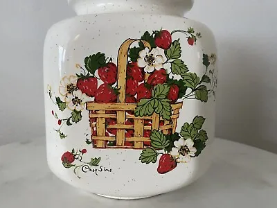 Vintage Pottery Craft Cookie Jar Cindy Sims Strawberry Design • $36