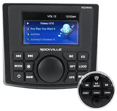 Rockville RGHR45 4 Zone Marine Gauge Hole Receiver Bluetooth/Radio/Wired Remote • $179.95