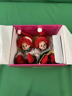 Marie Osmond Christmas Tiny Tots Porcelain Raggedy Ann Andy NIB JINGLES & BELLE • $45.12