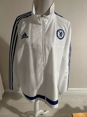 Chelsea Fc Tracksuit Jacket Adidas Sz Xl Men’s Blue Stripes On Sleeves • £24.99