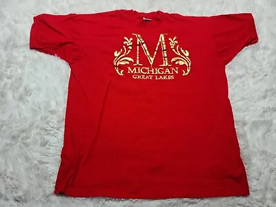 Michigan Great Lakes State Single-Stitch Puffy Letters Gold XXL T-Shirt VTG USA  • $12.95