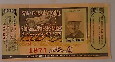 1953 Indy 500 Ticket Stub • $49.99