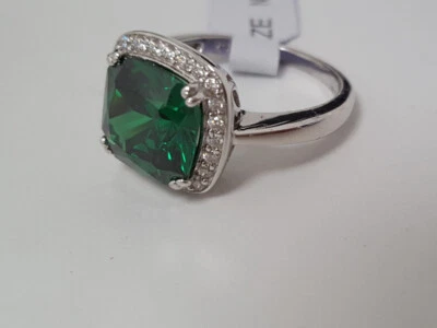 $13.86 • Buy Women's Sterling Silver 925 Green Cubic Zirconia Stone Statement Ring #750 