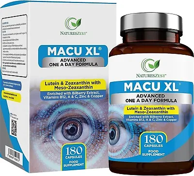 Macu XL - Lutein And Zeaxanthin Eye Supplement For Vision Health 6 Month Supply • £25.95