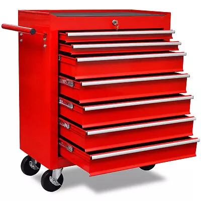 Roller Cabinet Mechanics Tool Chest Box Trolley W/ 7 Drawers Red Workshop I8A5 • $588.99