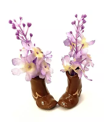 Mini Brown Ceramic Cowboy Boots Toothpick Holder Bud Vase Western Figurine 1.75  • $6.99