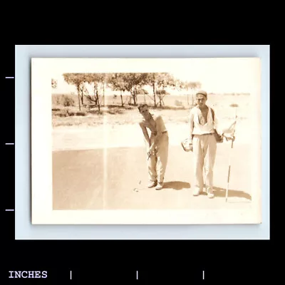 Vintage Photo SHIRTLESS MEN WITH GOLF CLUBS GOLFING • $8