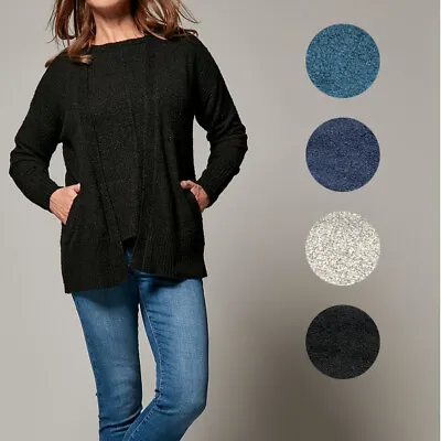 £13.95 • Buy Ex M&Co Womens Edge To Edge Knitted Cardigan Pocket Side Black Navy Grey Teal