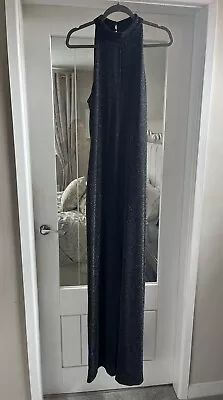 £19.95 • Buy Pieces Black Silver Glitter Sparkle Wide Leg Jumpsuit Size L 14 Evening £60