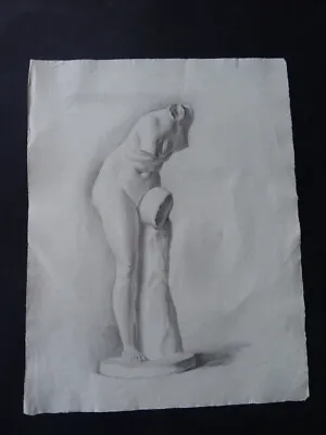 French School Ca. 1890 - Study Classical Female Sculpture - Charcoal • $19.99