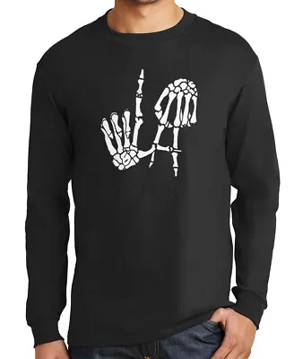 LA Skeleton Hand Sign Long Sleeve T-Shirt Los Angeles California West Coast Tee • $20.95