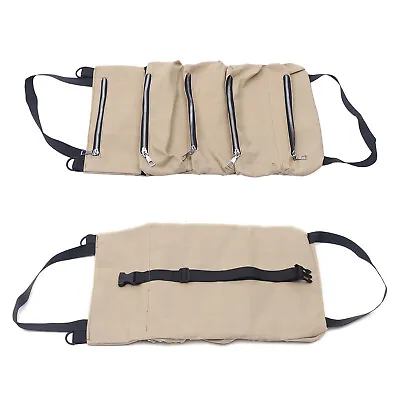 Roll Up Tool Pouch 5 Pockets Car Suspension Mechanics Storage Wrap Bag Canvas • $10