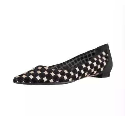 Manolo Blahnik Ballet Flats Shoes Womens 38 8 Black Velvet Pointed Toe Check • $188.74
