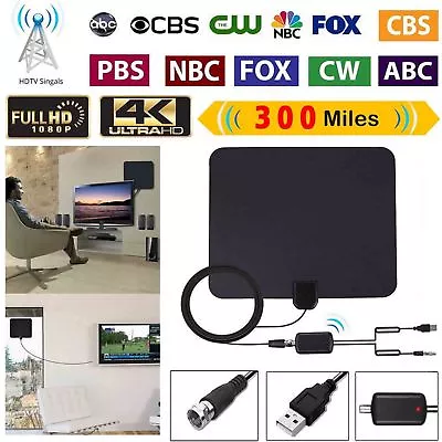 Digital Tv Antenna 300 Miles Range Signal 1080P Amplified Usb Hdtv Indoor 4K TV • £10.87