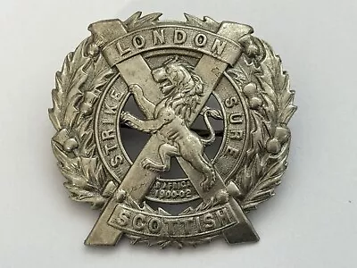 London Scottish Regiment Military British Army Lugs White Metal Cap Badge • £8.15