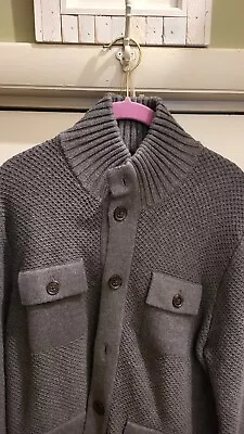 Banana Republic Full  Button Mock Neck Sweater Grey Medium Mens • $30