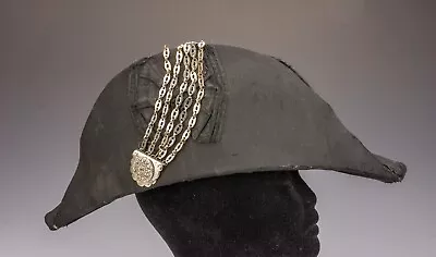 Vintage - British Bicorn Military Uniform Hat - With Cut Steel Chain Decoration • $24.87