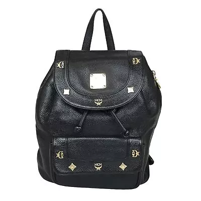 MCM Bag Backpack Vicetos Studs Leather Black N4923 Authentic • £0.80