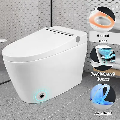 One Piece Smart Toilet Heated Seat Foot Sensor Auto Powerful Flush Without Bidet • $319.99