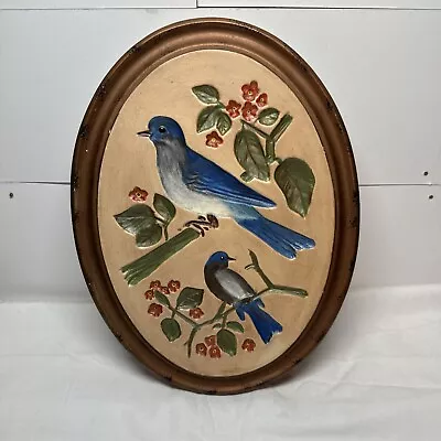 Vtg Rudolf Fruend Ceramic Wall Hanging Pair Robin Birds Oval 12.25  X 9.25  NICE • $29