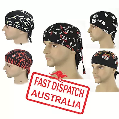 Durag Bandana Helmet Liner Cap Head Cover Wrap Durag Tie Down Biker Headwrap Hat • $8.90