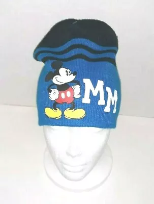 New Disney Mickey Mouse Beanie Unisex Knit Winter Hat Blue Mens-42 • $8.99