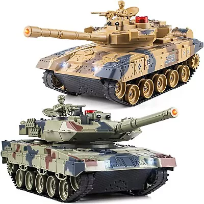 1/24 RC Battle Tank Set Remote Control Russian T90 And German Leopard II Tan... • $138.38