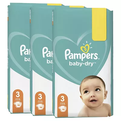 3x 66pc Pampers Baby Dry Overnight 12hr Nappies Unisex Diapers Size 3 6-10kg • $50