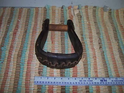 ONE Vintage Western Horse Saddle Stirrup Leather Laced Used Free Shipping • $24.95