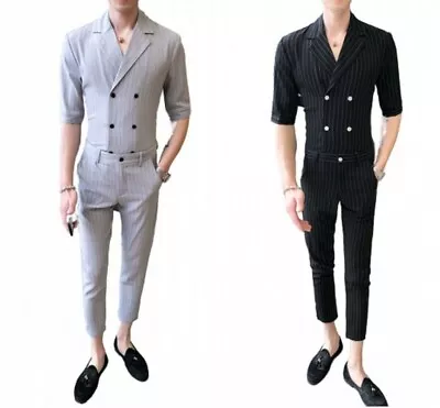 $68.79 • Buy Men's Party Dress Slim Fit 2PCS Suit Tights Pants Double Breasted Shirt Lapel L 