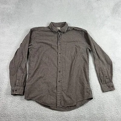 LL Beans Shirt Mens Medium Flannel Check Plaid Button Down • $10.88