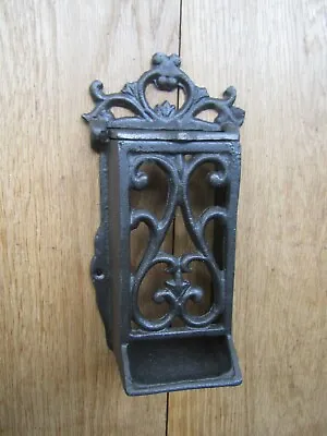 MATCHBOX HOLDER Rustic Vintage Old Cast Iron Ornate Match Stick Box Fireside • £24.99
