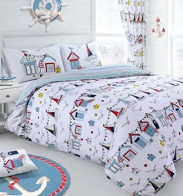 Nautical Seagull Duvet Cover Bedding Set Beach Anchor Sail Boats White Duvet Set • £14.95