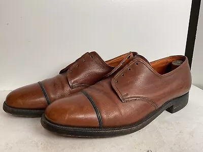 Vintage Florsheim Leather Derby Dress Shoe 9.5 D Ped Flex Cap Toe 30s 40s • $199.99