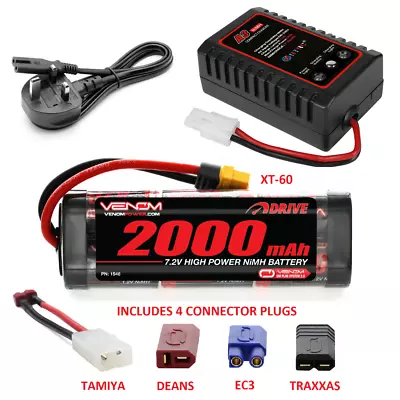 Tamiya RC Car Battery 7.2v 2000mah NiMH Rechargeable Battery + 2ah FAST CHARGER • £31.99