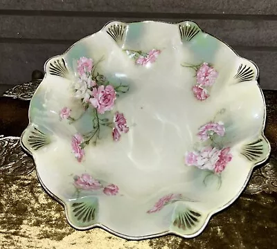 Antique RS Prussia Fruit Serving Bowl 1880s-1900 Hand Painted Roses  10  K15 • $49