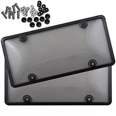 $11.95 • Buy 2x Clear Tinted Smoked License Plate Tag Shield Cover And Frame Auto