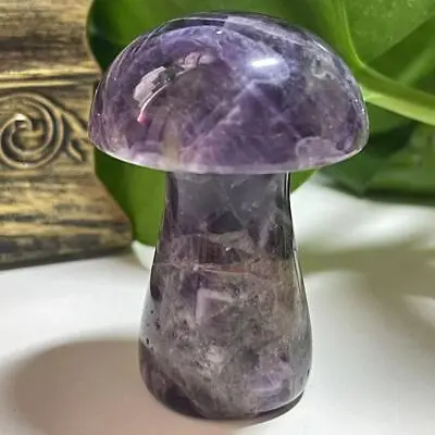 2  Natural Dreamy Amethyst Quartz Hand Carved Crystal Mushroom Reiki Healing 1pc • $13.04