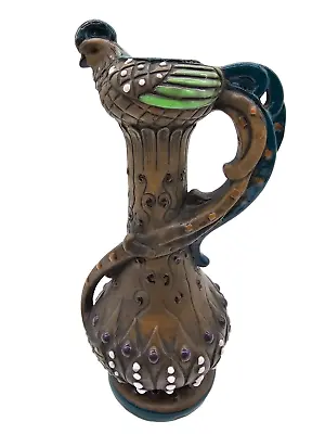 Amphora Polychrome Ceramic Pitcher Paul Dachsel? Pheasant Bird Austria Art Nouve • $239.99