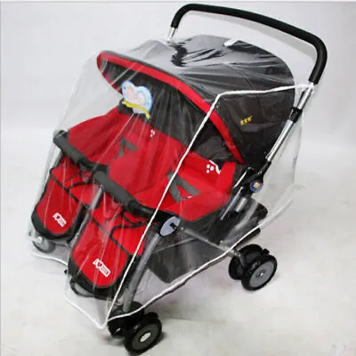 Universal Clear Stroller Rain Cover Double Pushchair Pram Baby Infant Twin • £11.59