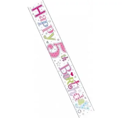 5th BIRTHDAY BANNER - Age 5 Five -  PARTY DECORATION - PINK Girl - SIMON ELVIN • £2.29