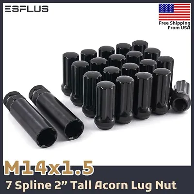 24 Black M14x1.5 2  7 Spline Lug Nut+Key Fit Ford 2015-2024 Expedition/F150/Lobo • $26.49