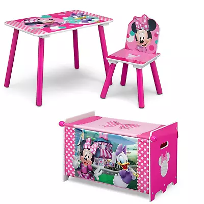 Kids Toddler Playroom Set Table Chair Toy Box Pink Disney Minnie Mouse 3-Pieces • $92.03