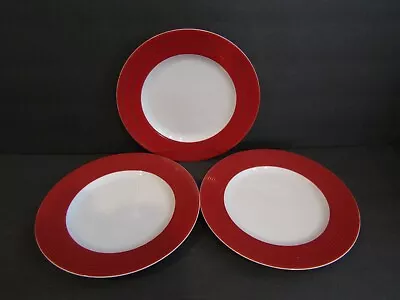 MIKASAFINE CHINA Set Of 2 Cheers Ruby Spiral AND Ruby Stripe 8  Salad Plates • $17.99