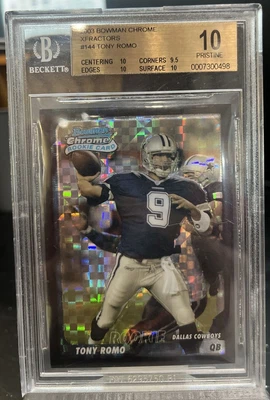 $2000 • Buy 2003 Bowman Chrome XFractor Tony Romo Rookie BGS 10 Pristine /250 Cowboys