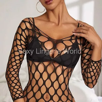 Fetish Women Fishnet Body Stocking Babydoll Sexy Crotchless Bodysuit Sex Clothes • £10.25