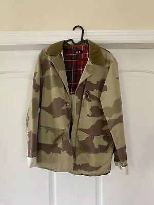 A.P.C. Camouflage Work Coat W/ Corduroy Collar And Flannel Size L Unisex  • $100