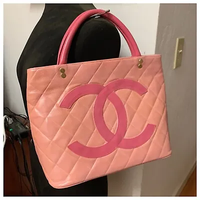 Authentic Vintage Chanel Medallion Pink Caviar Leather Women Tote Bag • $599