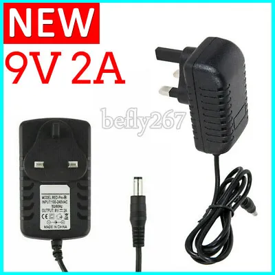 AC/DC 9V 2A Power Supply 9 Volt 2000mA Adapter Charger Mains UK Plug Charger • £4.31