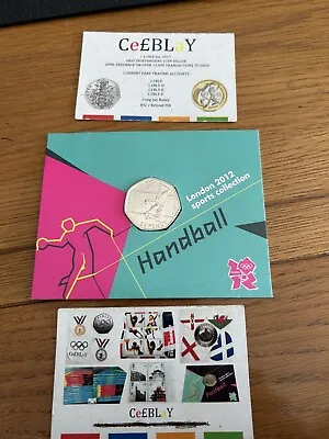 2012 LONDON OLYMPIC SPORTS 2011 - HANDBALL 50p COIN UNC SEALED IN CARD.. • £7.90
